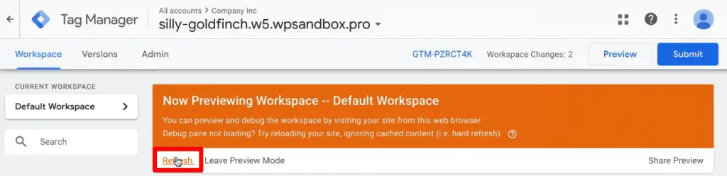 Refreshing the preview mode again