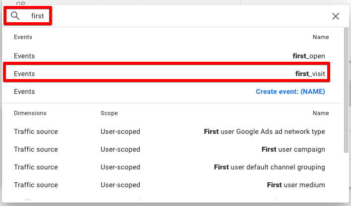 Search and Select the event from available ones to add a new condition in the edit funnel steps of the funnel exploration report in GA4