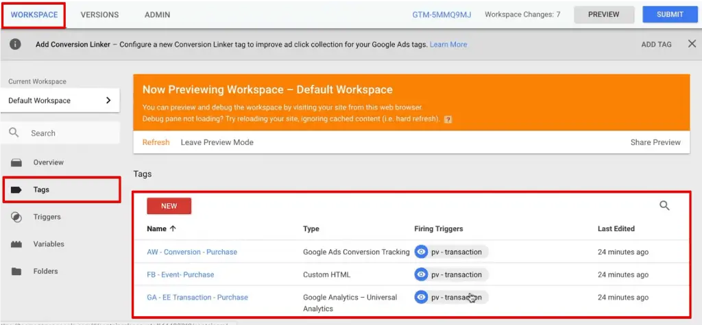 Accessing the triggers of tags from Google Tag Manager