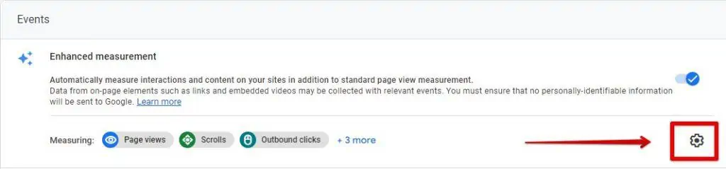 Clicking the enhanced measurement settings icon