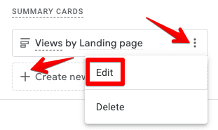 Creating, Editing, or Deleting Summary Cards under Customize report pane
