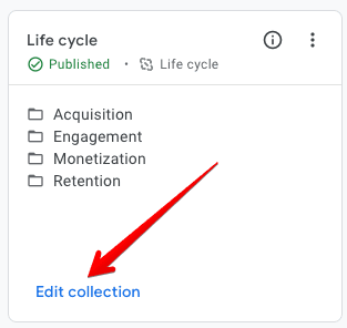Edit collection option on the Life cycle card