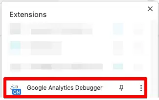 GA Debugger Chrome extension turned on to send data to GA4’s DebugView
