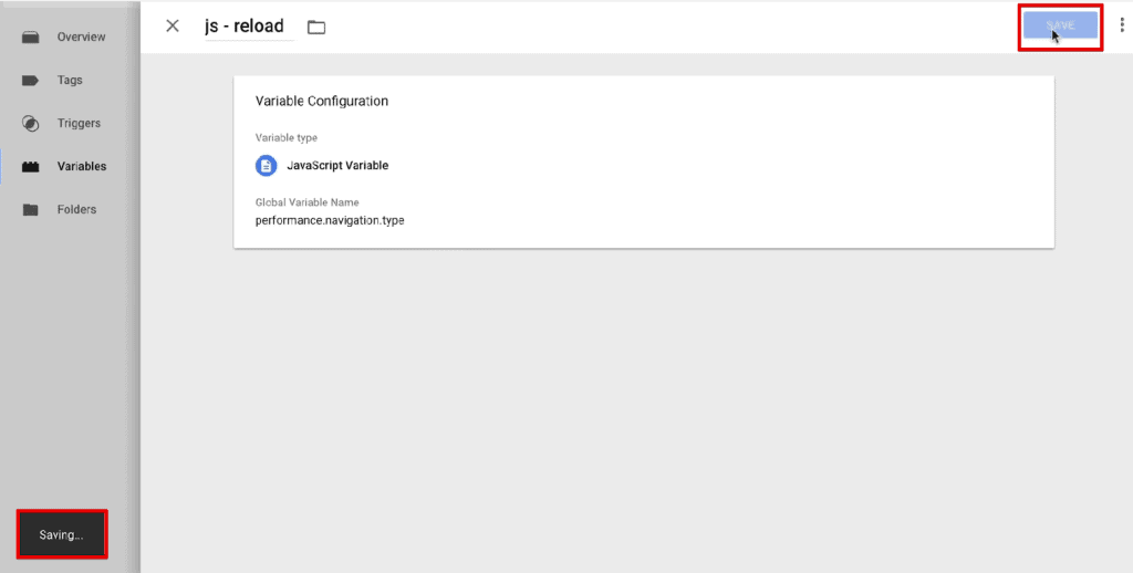 Saving the new variable on Google Tag Manager