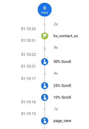 Seconds Stream in GA4’s DebugView showing the events received in blue and conversion in a green circle with a flag