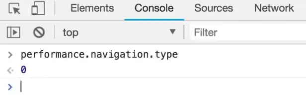 The Console shows a 0 for a webpage that's not reloaded