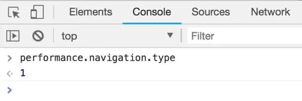The Console shows a 1 for a reloaded webpage