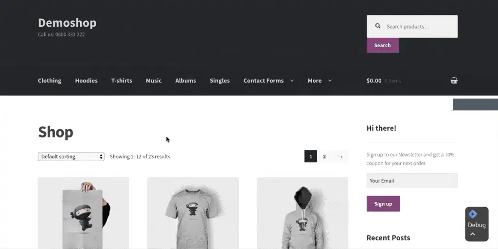 The view of the DemoShop