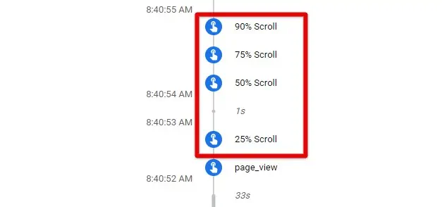 Viewing scroll events in debugview report in GA4