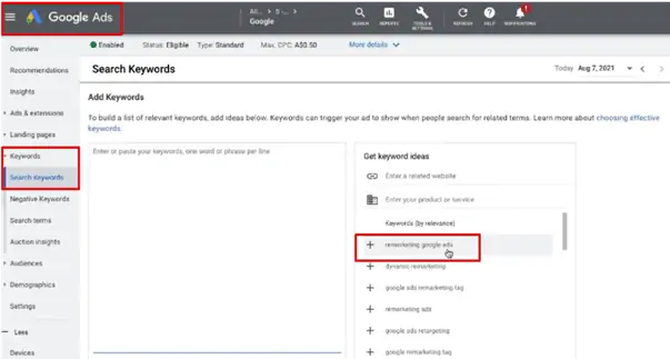 You can choose to add keywords