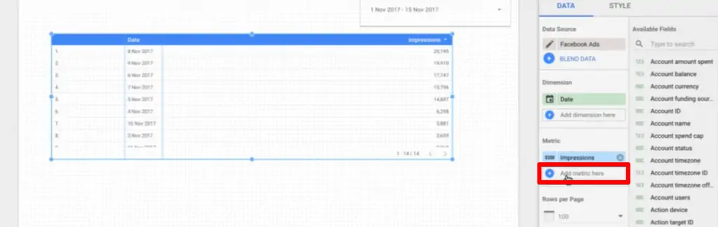 Adding a new table metric