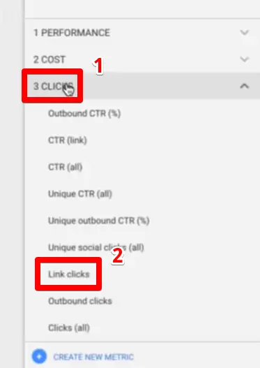 Adding the link clicks metric