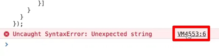 Clicking on the error code