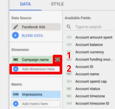 Configuring the data dimensions