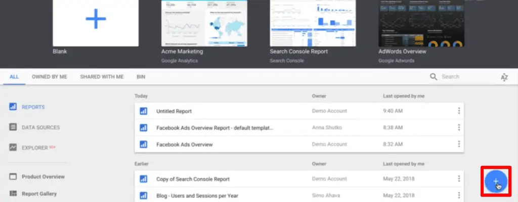 Creating a new report in Looker Studio