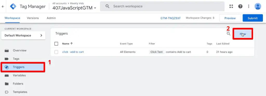 Creating a new trigger