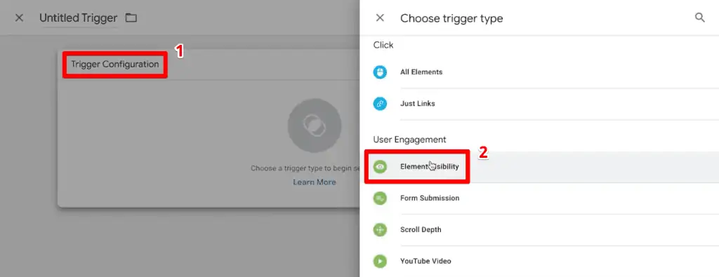 Creating an element visibility trigger
