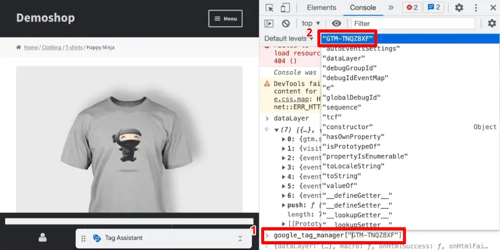 GTM container ID automatically detected and shows as a suggestion