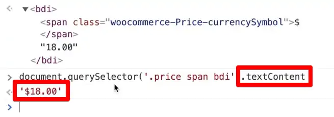 Grabbing the text inside the element using textContent