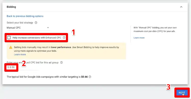 Manual CPC bid strategy