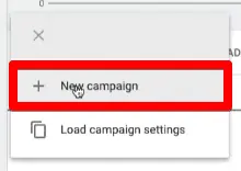 Selecting the new campaign option