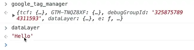 dataLayer command returning hello