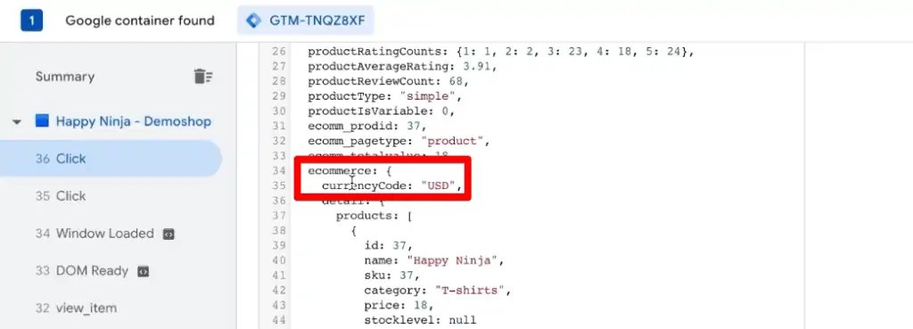 ecommerce.currencyCode in the Data Layer