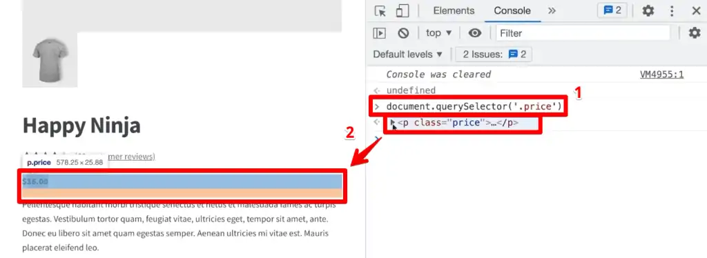 querySelector command selecting all elements with the price class