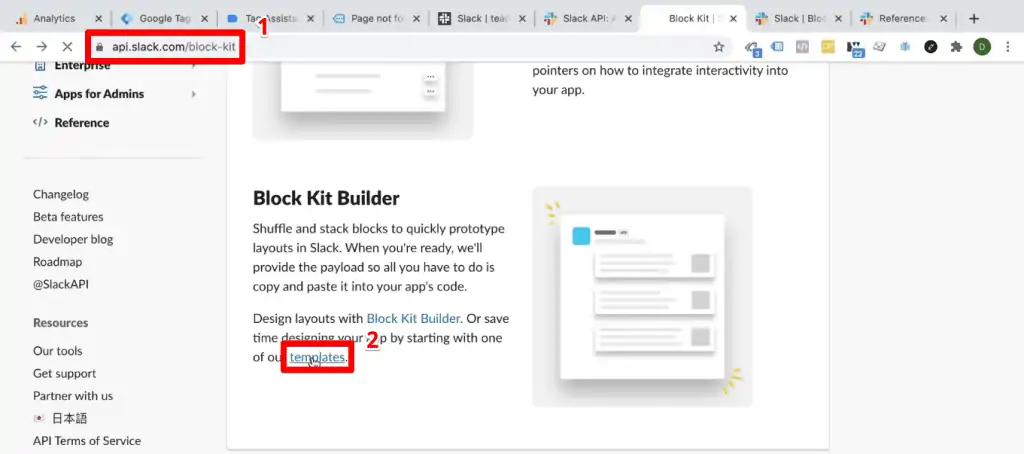 Accessing block kit builder templates