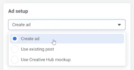 Ad setup options