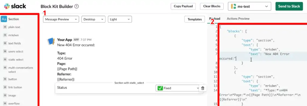 Adding and editing new sections to the block kit