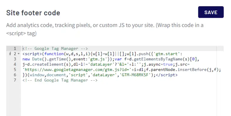 Adding the GTM snippet to Thinkific