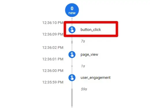 Button click event in GA4 debugview