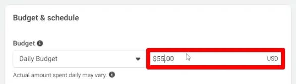 Changing the budget for the lookalike audience ad set