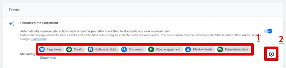Configuring enhanced event measurement