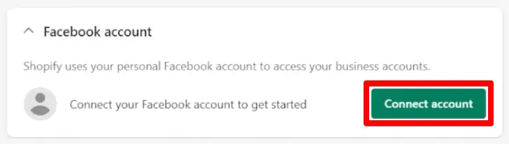 Connecting a Facebook account to Shopify
