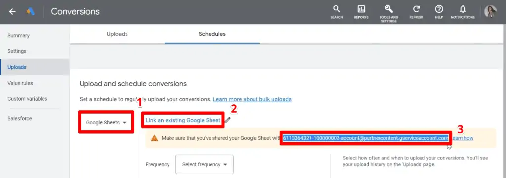 Connecting your spreadsheet to Google Ads