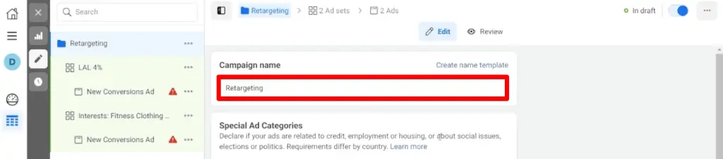 Creating a retargeting campaign