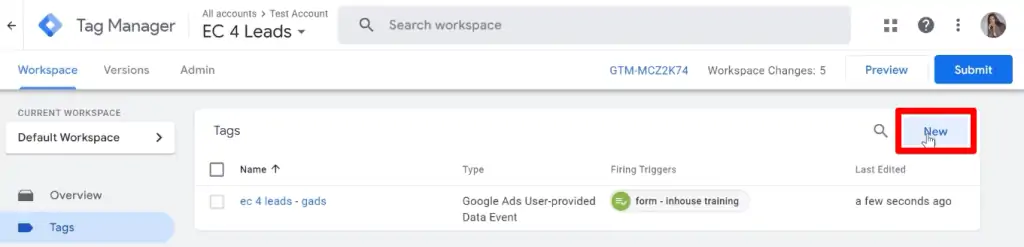 Creating another tag