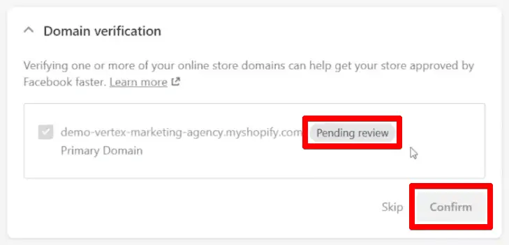 Domain verification step