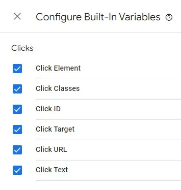 Enabling all click variables