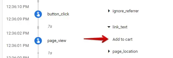 Event parameters in GA4 debugview