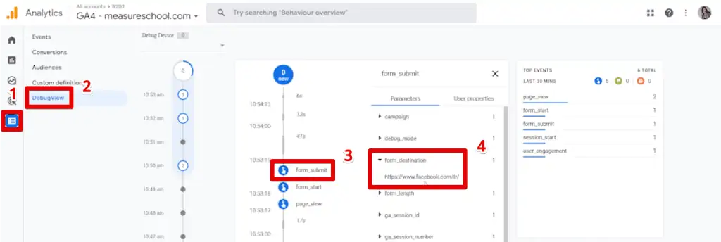 False form_submit event in GA4 DebugView