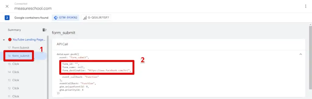 False positive form_submit event in the Tag Assistant