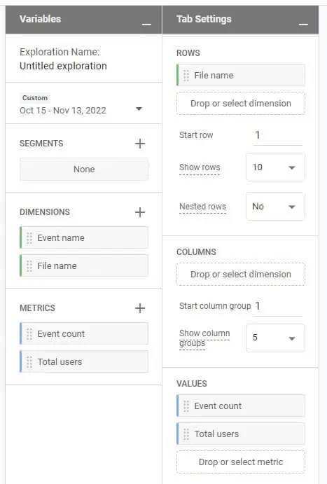 File download configuration in Exploration
