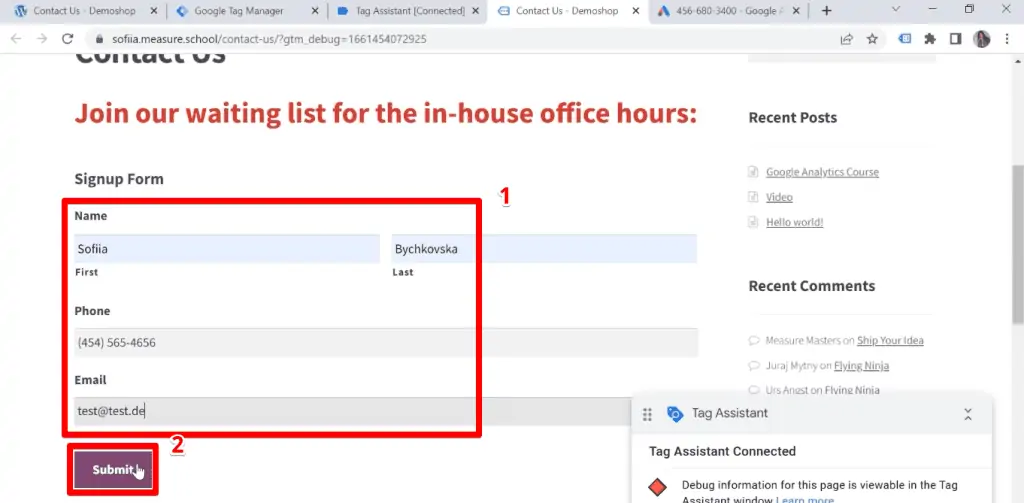 Filling up the leads form