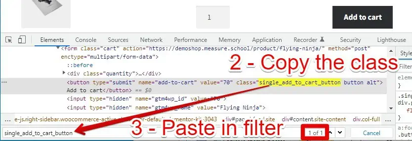 Finding singular or multiple button classes in the developer tool