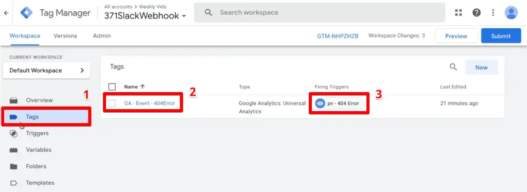 GA4 event tag for 404 errors