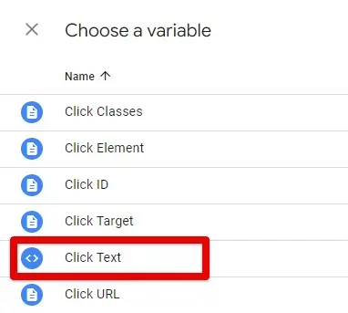Getting the click text data layer variable