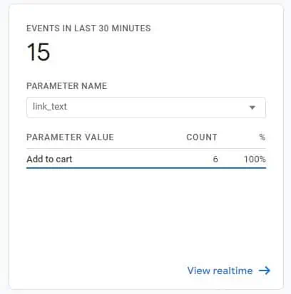 Link text event parameter in events report